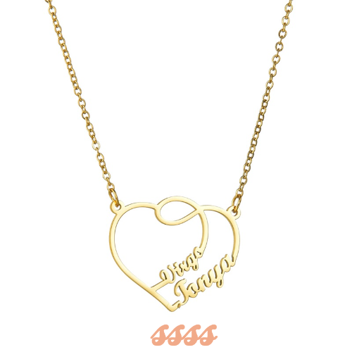 Custom Name Necklace with Heart 18K Gold Plated Customized Name Necklace Personalized Jewelry Gift for Women