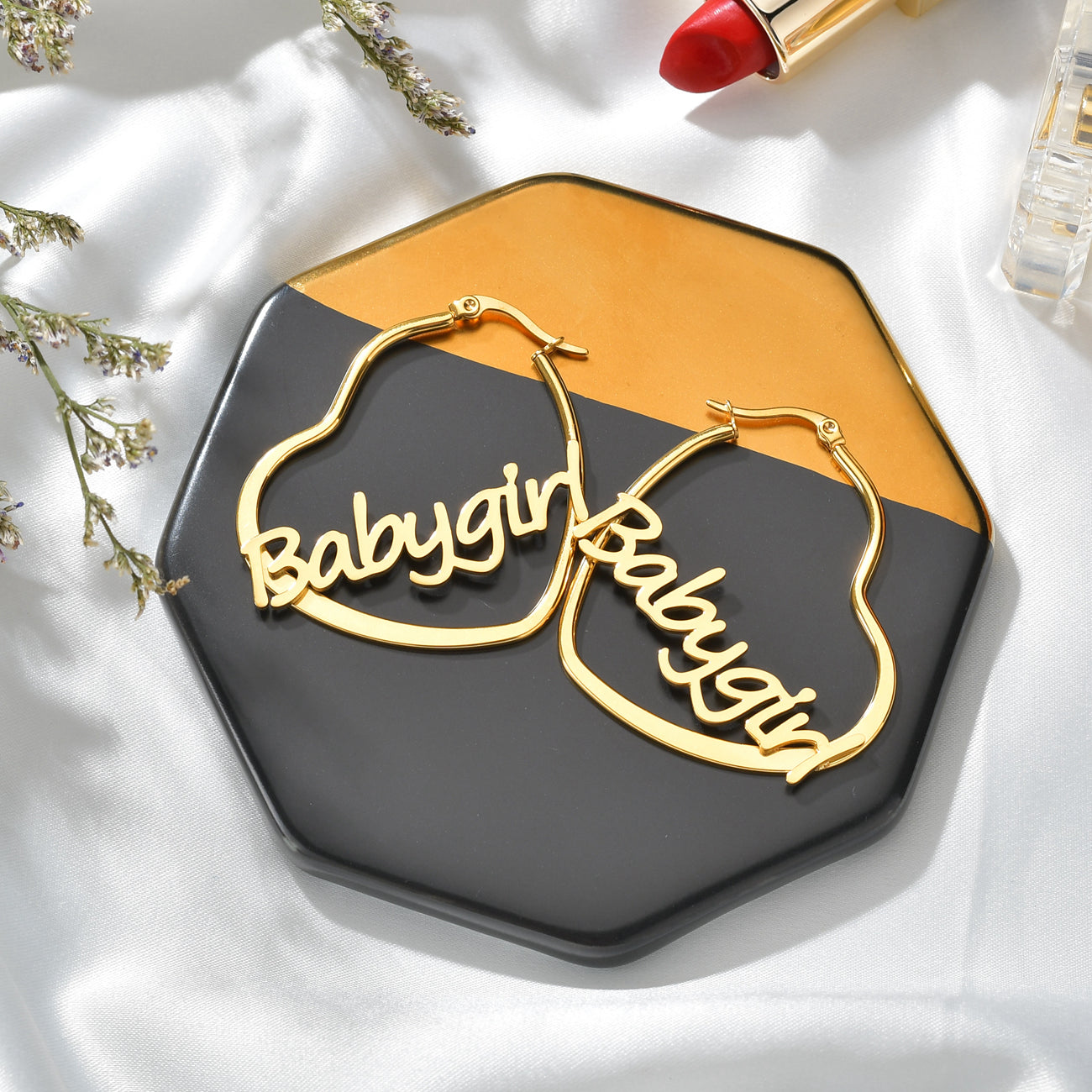 Custom Name Earrings Personalized Big Hoop Earrings Oversize Hip-Hop Earrings with Any Name for Women Girls