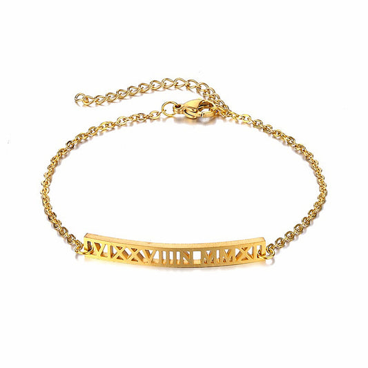 Personalized Name Ankle Bracelet for Women Custom Initial Link Bar Anklet Bracelet with Any Names 18K Gold Plated Customized Name Jewelry for Girls 6.7”-10.7”