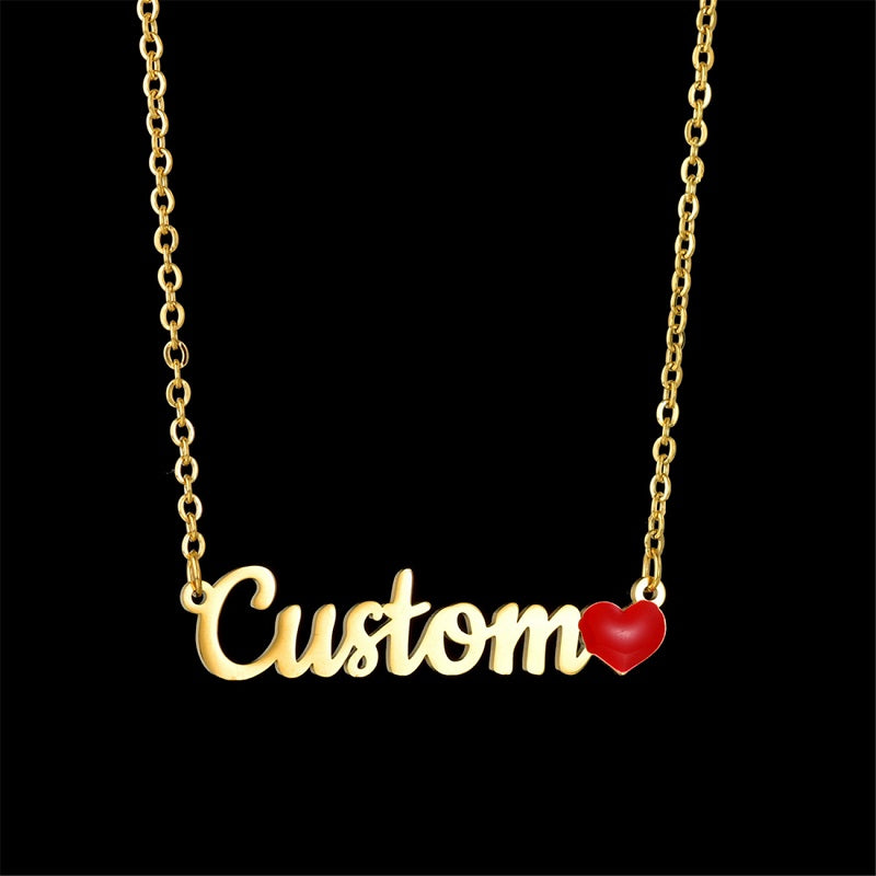 Name Necklace Personalized, 18K Gold Plated Custom Name Necklace Nameplate Pendant Jewelry Gift for Women, Girls