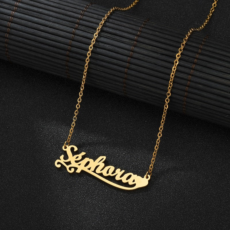 Custom Name Necklace Personalized 18K Gold Plated Nameplate Customized Jewelry Gift for Women