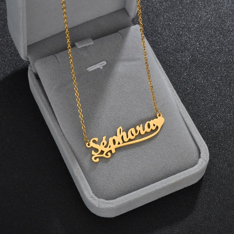 Custom Name Necklace Personalized 18K Gold Plated Nameplate Customized Jewelry Gift for Women