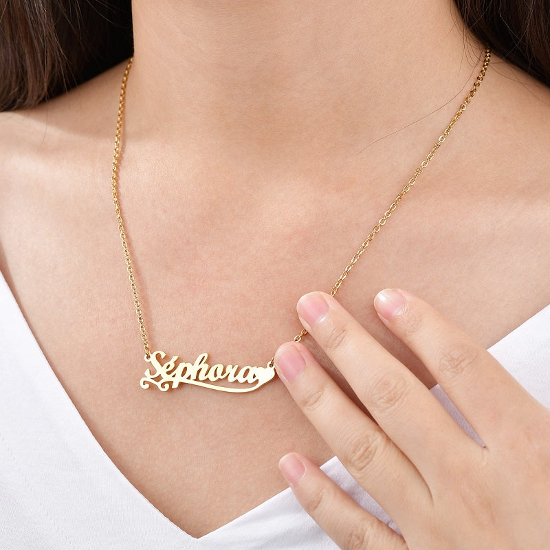 Custom Name Necklace Personalized 18K Gold Plated Nameplate Customized Jewelry Gift for Women