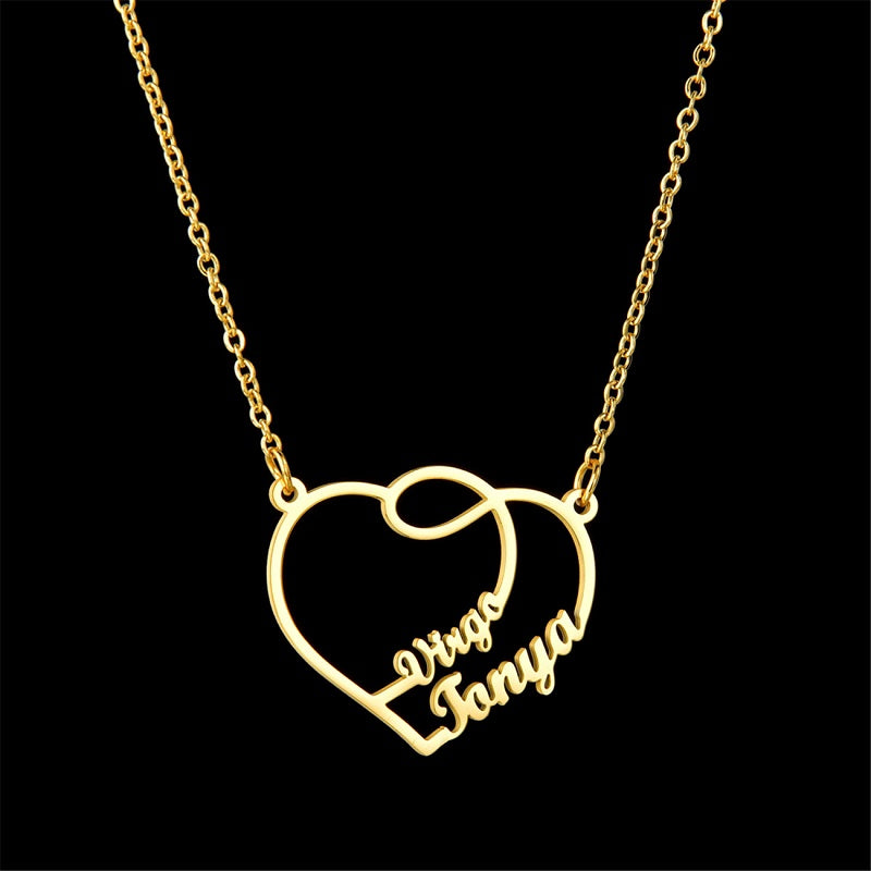 Custom Name Necklace with Heart 18K Gold Plated Customized Name Necklace Personalized Jewelry Gift for Women