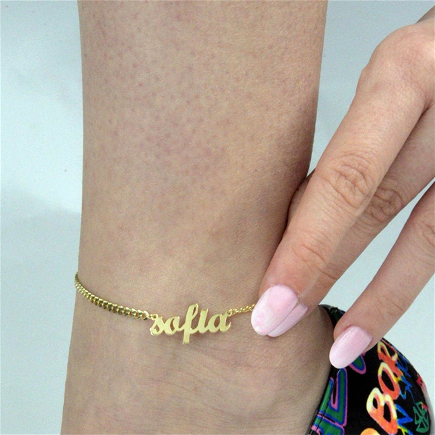 Personalized Ankle Bracelet with Name for Women 18K Real Gold Plated Custom Initial Anklets or Bracelets 6.7-10.7 Inches