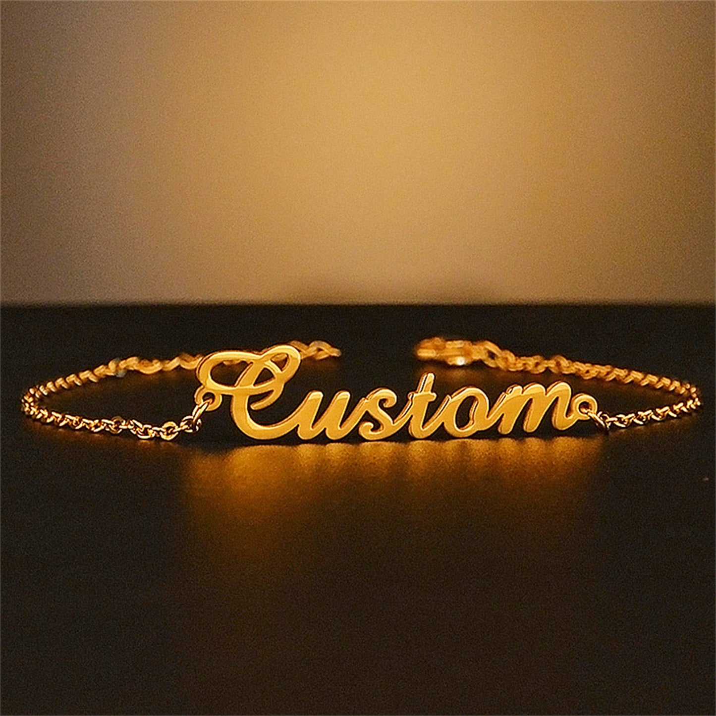 Personalized Ankle Bracelet with Name for Women 18K Real Gold Plated Custom Initial Anklets or Bracelets 6.7-10.7 Inches