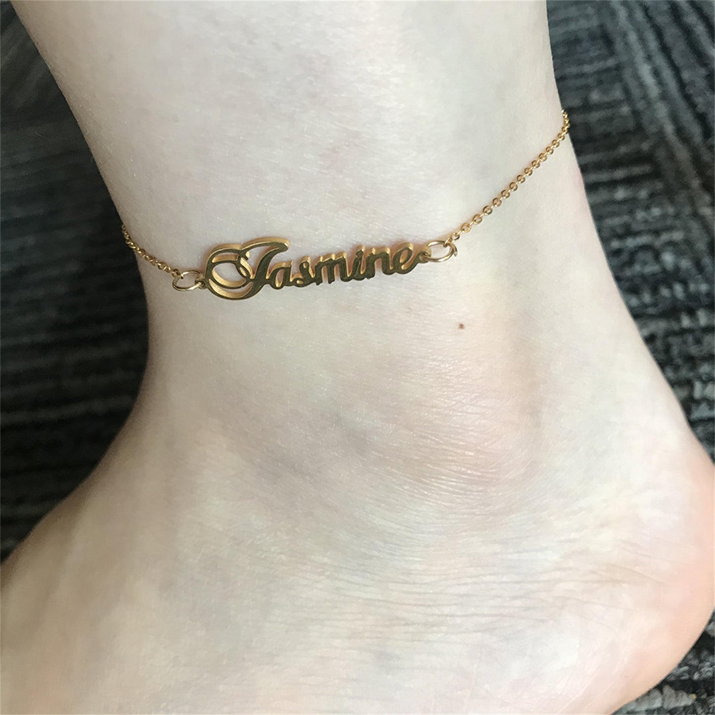 Personalized Ankle Bracelet with Name for Women 18K Real Gold Plated Custom Initial Anklets or Bracelets 6.7-10.7 Inches