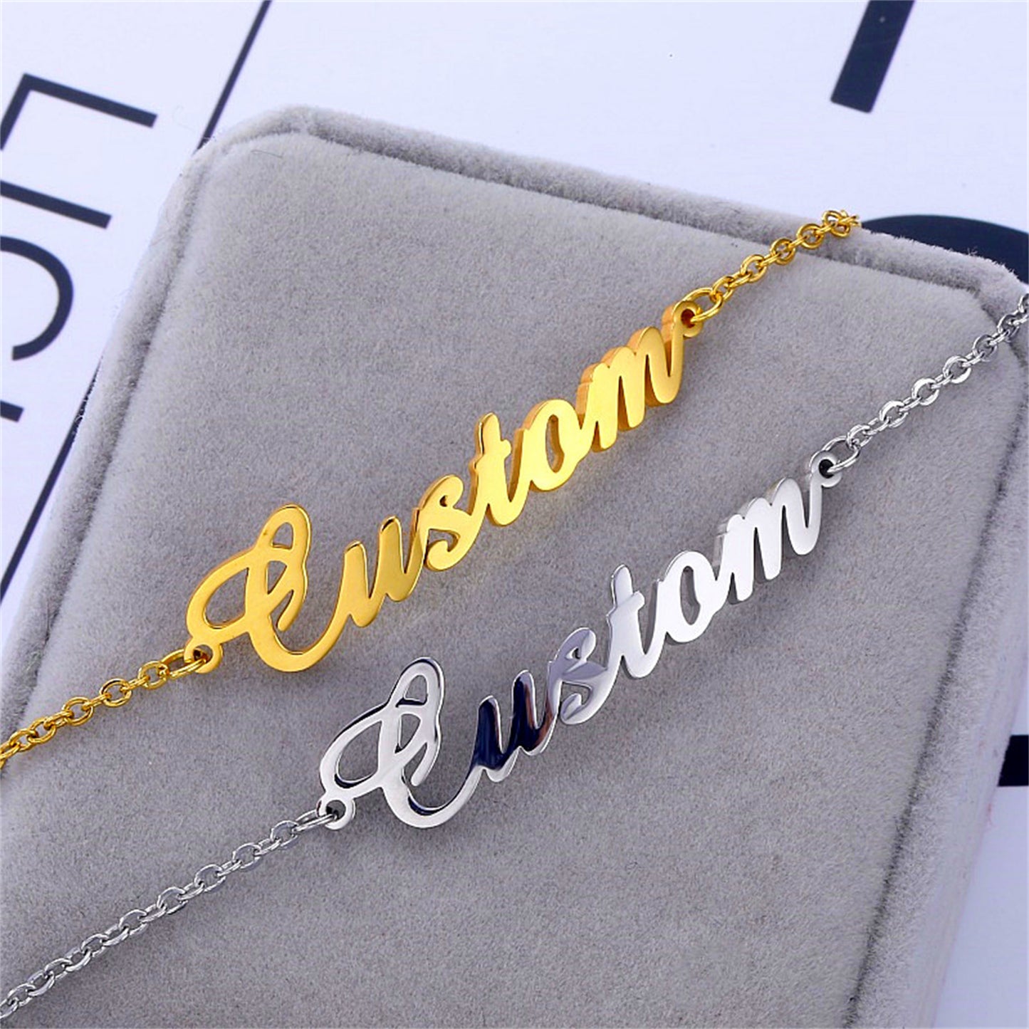Personalized Ankle Bracelet with Name for Women 18K Real Gold Plated Custom Initial Anklets or Bracelets 6.7-10.7 Inches