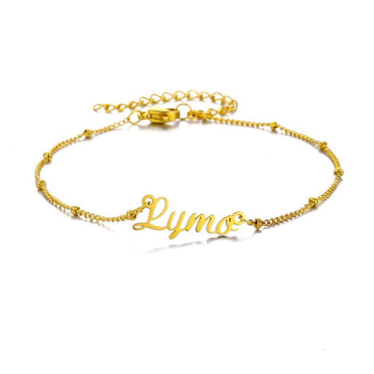 Personalized Name Anklet Made with Any Name 18K Gold Plated Custom Anklet with Birthstone Customized Infinity Anklet Bracelet Gift for Women Girls, Adjustable Name Anklet Bracelet