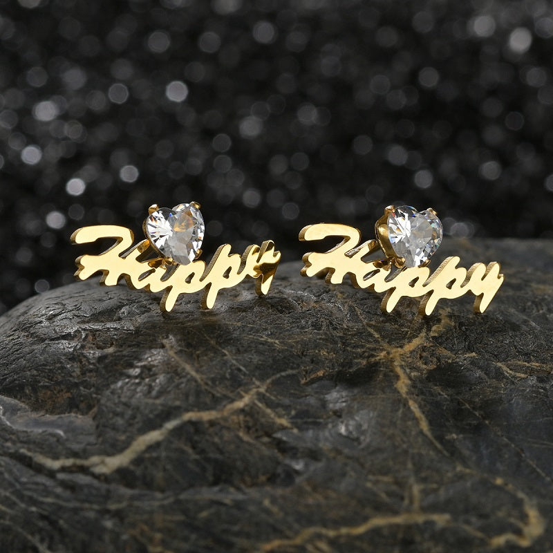 Custom Name Earrings Personalized Gift for Women, 18k Gold Plated Personalized Name Stud Earring Custom Made with Any Name