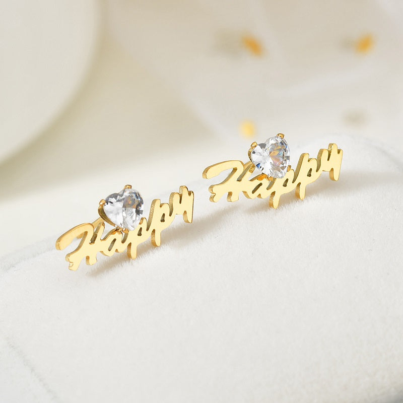 Custom Name Earrings Personalized Gift for Women, 18k Gold Plated Personalized Name Stud Earring Custom Made with Any Name