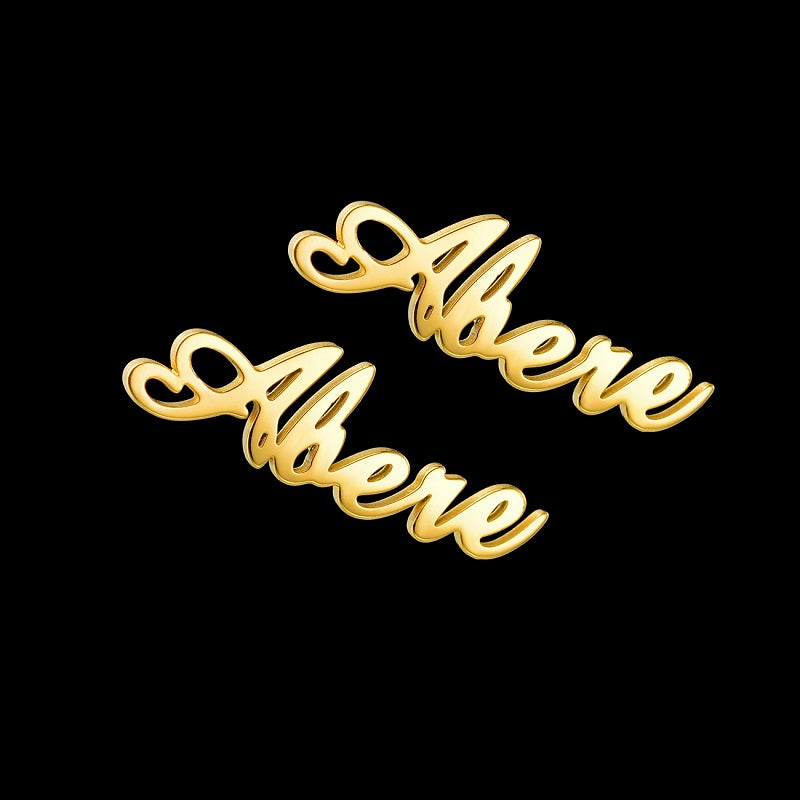 Custom Name Earrings Personalized Gift for Women, 18k Gold Plated Personalized Name Stud Earring Custom Made with Any Name