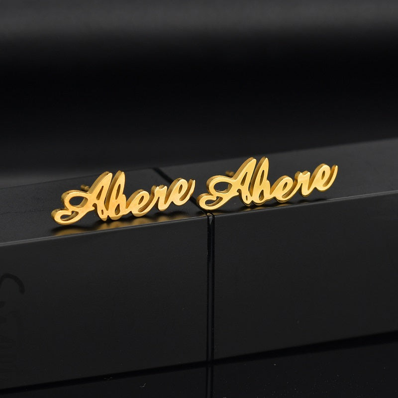 Custom Name Earrings Personalized Gift for Women, 18k Gold Plated Personalized Name Stud Earring Custom Made with Any Name