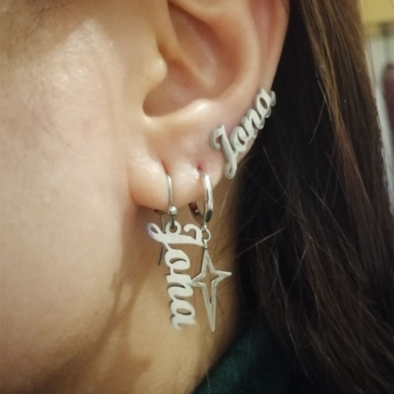 Custom Name Earrings Personalized Gift for Women, 18k Gold Plated Personalized Name Stud Earring Custom Made with Any Name