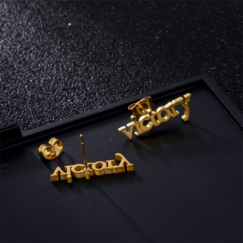 Custom Name Earrings Personalized Gift for Women, 18k Gold Plated Personalized Name Stud Earring Custom Made with Any Name
