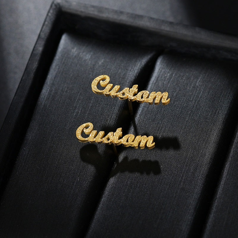 Custom Name Earrings Personalized Gift for Women, 18k Gold Plated Personalized Name Stud Earring Custom Made with Any Name