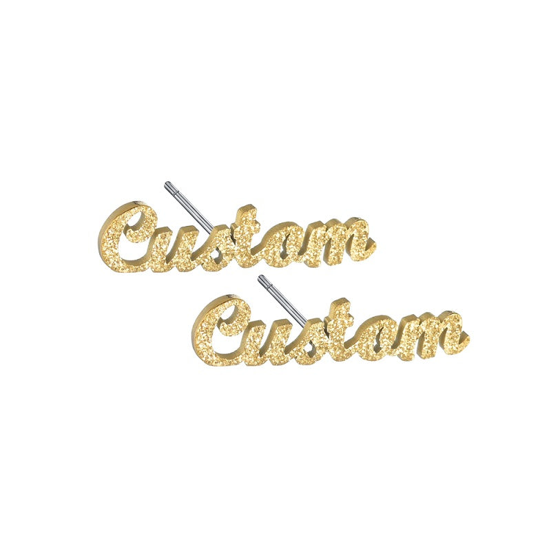 Custom Name Earrings Personalized Gift for Women, 18k Gold Plated Personalized Name Stud Earring Custom Made with Any Name