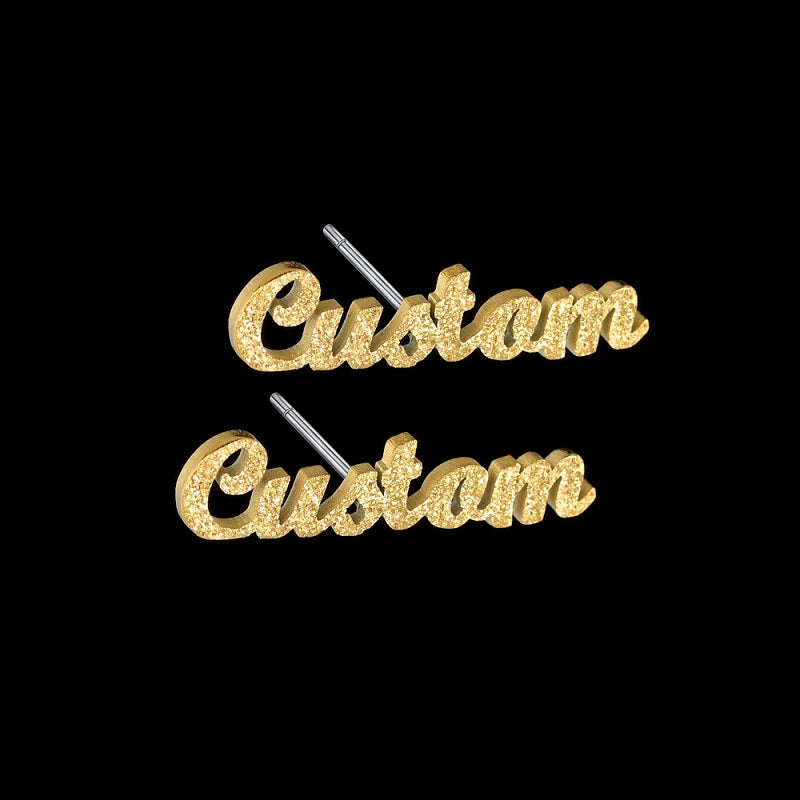 Custom Name Earrings Personalized Gift for Women, 18k Gold Plated Personalized Name Stud Earring Custom Made with Any Name