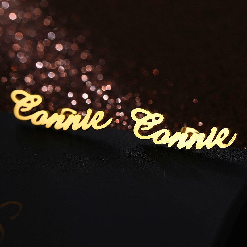 Sterling Silver Stud Personalized Name Earring Custom Made Any Name Earrings Customize Your Own Earring with Name