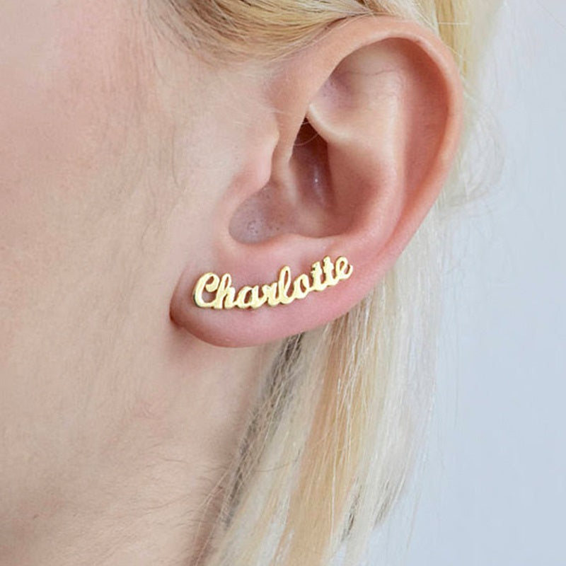 Sterling Silver Stud Personalized Name Earring Custom Made Any Name Earrings Customize Your Own Earring with Name