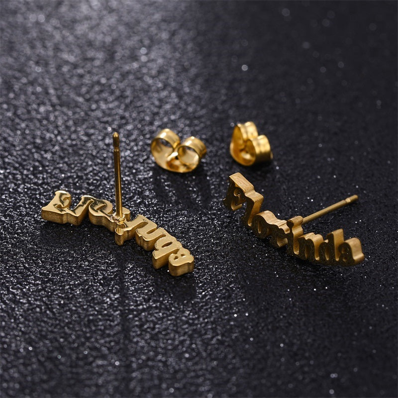 Sterling Silver Stud Personalized Name Earring Custom Made Any Name Earrings Customize Your Own Earring with Name