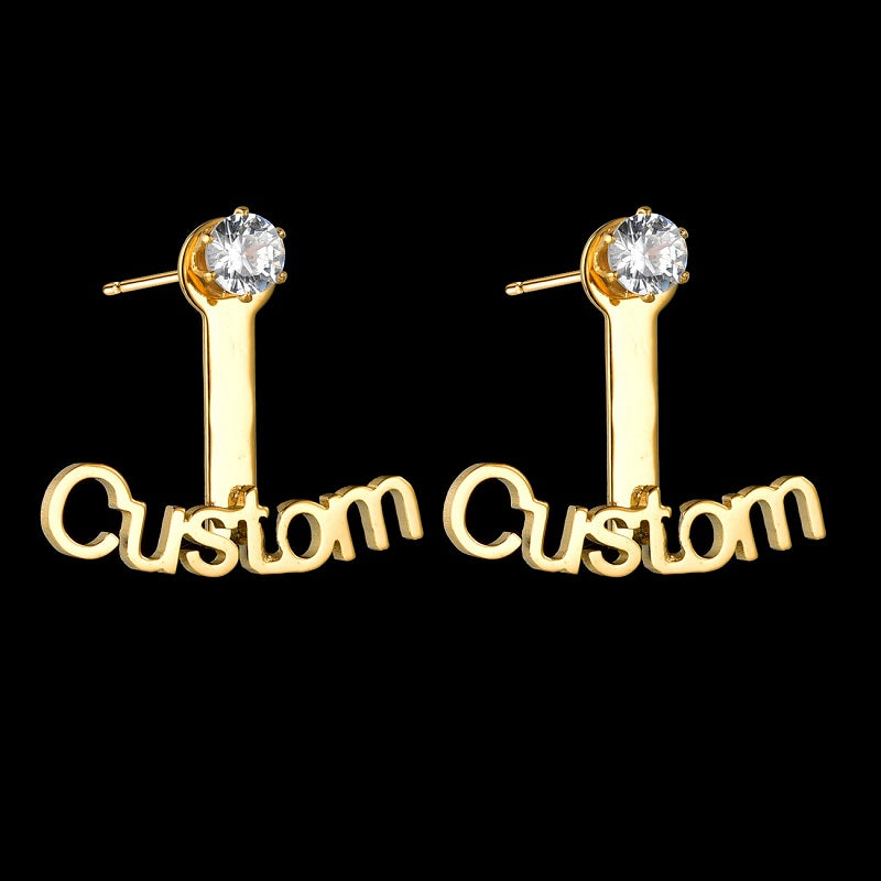 Name Earrings Personalized 18K Gold Plated Nameplate Stub Earrings Custom Name Drop Earrings for Womens Girls