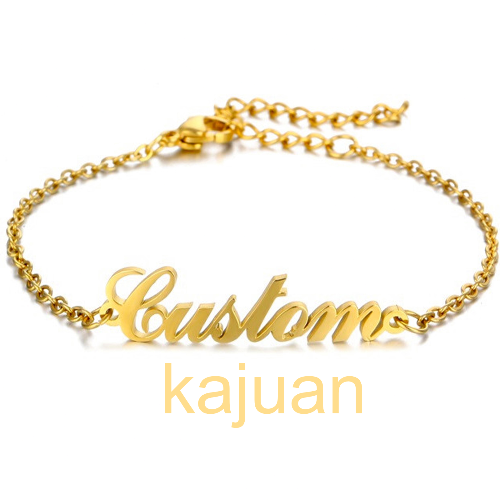 Personalized Ankle Bracelet with Name for Women 18K Real Gold Plated Custom Initial Anklets or Bracelets 6.7-10.7 Inches