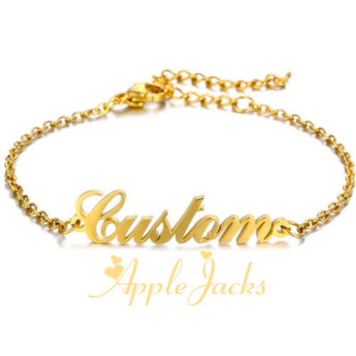 Personalized Ankle Bracelet with Name for Women 18K Real Gold Plated Custom Initial Anklets or Bracelets 6.7-10.7 Inches