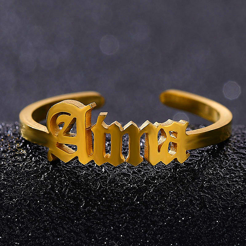 Personalized Name Ring Custom Jewelry 18k Gold Plated Nameplate Rings Mother Daughter Gift for Women Girls