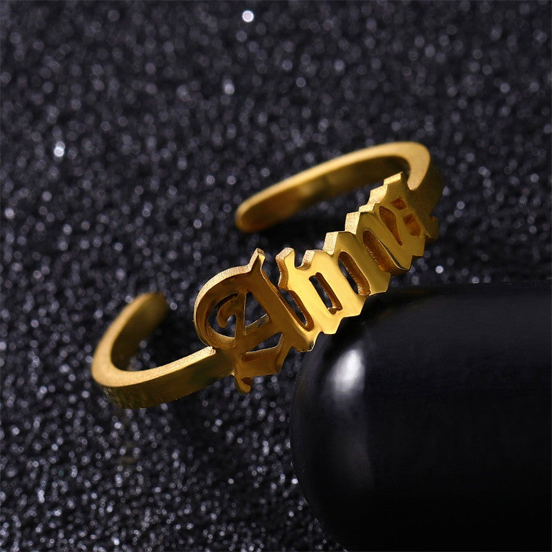 Personalized Name Ring Custom Jewelry 18k Gold Plated Nameplate Rings Mother Daughter Gift for Women Girls