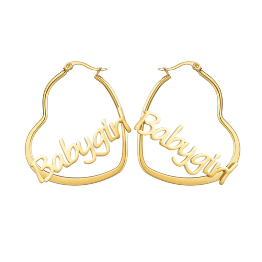 Custom Name Earrings Personalized Big Hoop Earrings Oversize Hip-Hop Earrings with Any Name for Women Girls