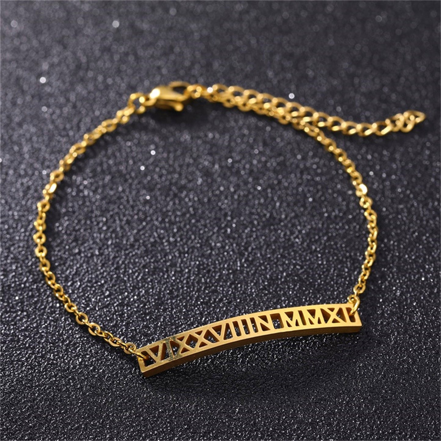 Personalized Name Ankle Bracelet for Women Custom Initial Link Bar Anklet Bracelet with Any Names 18K Gold Plated Customized Name Jewelry for Girls 6.7”-10.7”