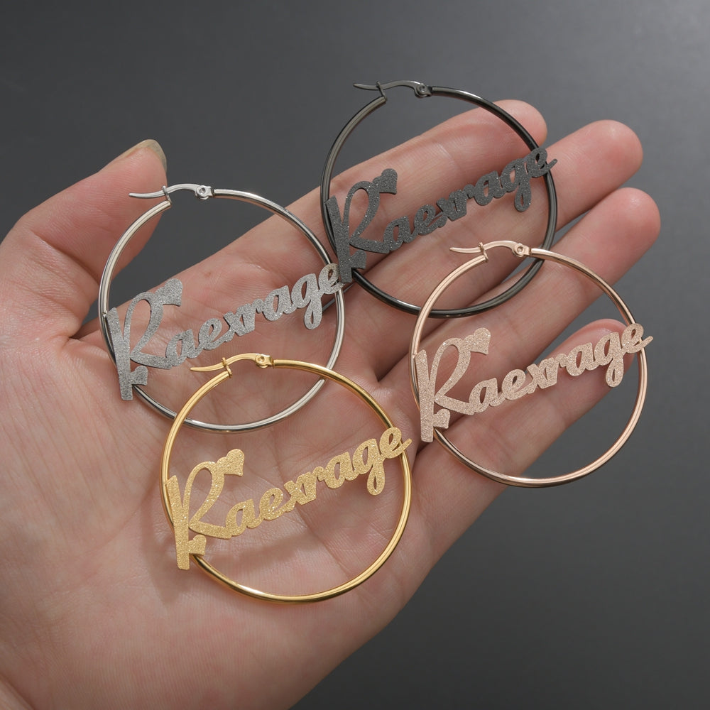 Earrings Personalized Custom Personalized Name Hoop Earrings as a Gift for Women Girls Mother's Gift 2.5 Inch