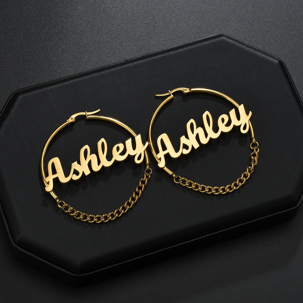 Earrings Personalized Custom Personalized Name Hoop Earrings as a Gift for Women Girls Mother's Gift