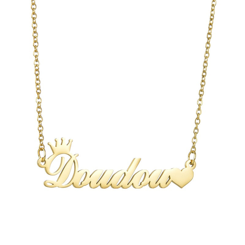 Custom Name Necklace, 18K Gold Plated Nameplate Personalized Jewelry Gift for Women