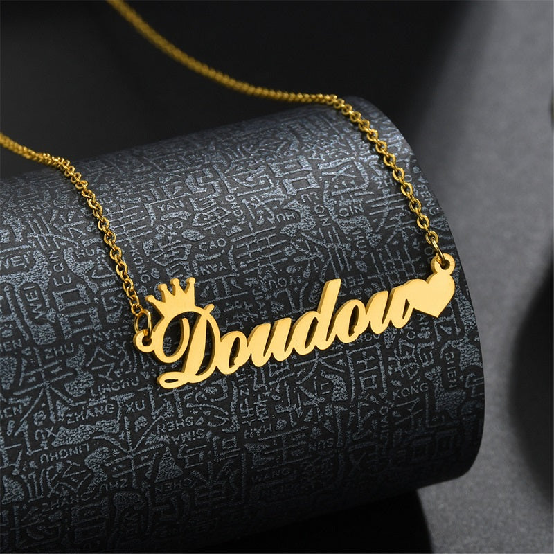 Custom Name Necklace, 18K Gold Plated Nameplate Personalized Jewelry Gift for Women