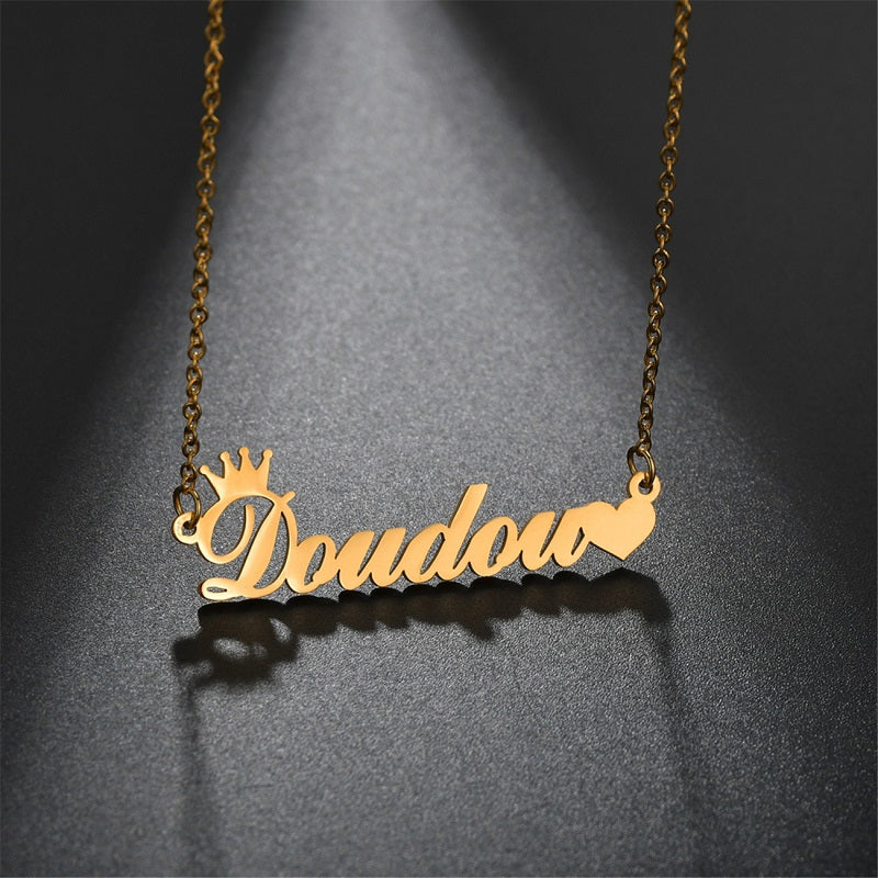 Custom Name Necklace, 18K Gold Plated Nameplate Personalized Jewelry Gift for Women