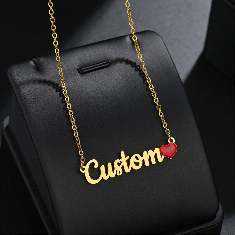 Name Necklace Personalized, 18K Gold Plated Custom Name Necklace Nameplate Pendant Jewelry Gift for Women, Girls
