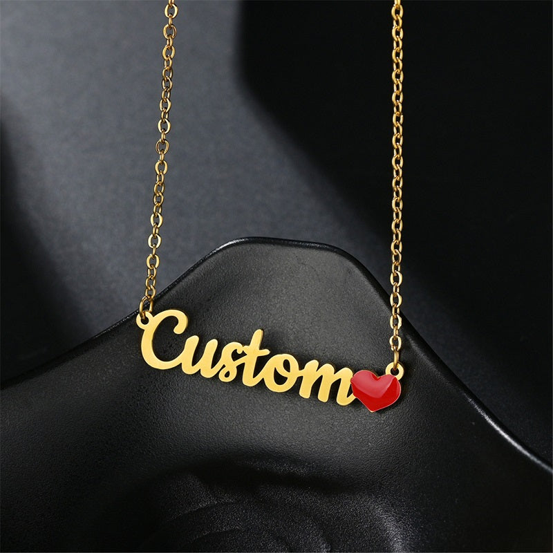 Name Necklace Personalized, 18K Gold Plated Custom Name Necklace Nameplate Pendant Jewelry Gift for Women, Girls