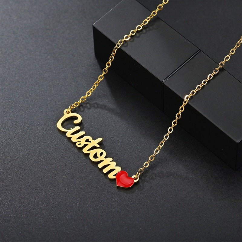 Name Necklace Personalized, 18K Gold Plated Custom Name Necklace Nameplate Pendant Jewelry Gift for Women, Girls
