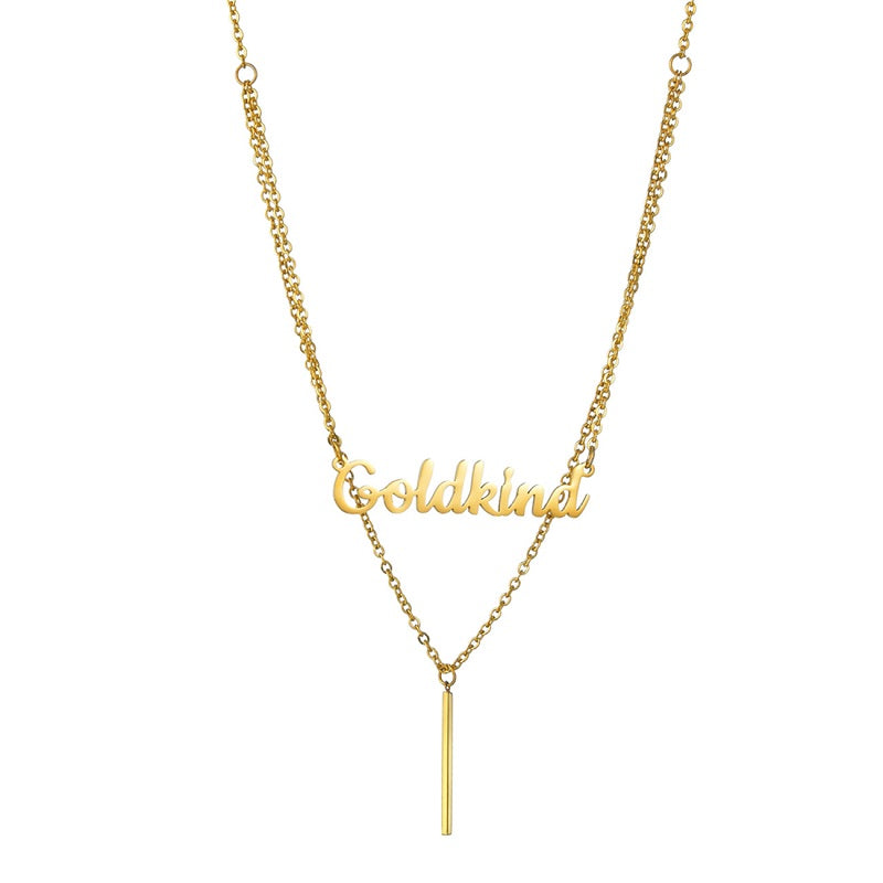 Layered 2 Names Necklace Personalized, Custom Double Chain Choker Necklace 18K Gold Plated Nameplate Pendant for Girls Women Mother