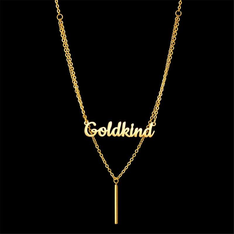 Layered 2 Names Necklace Personalized, Custom Double Chain Choker Necklace 18K Gold Plated Nameplate Pendant for Girls Women Mother