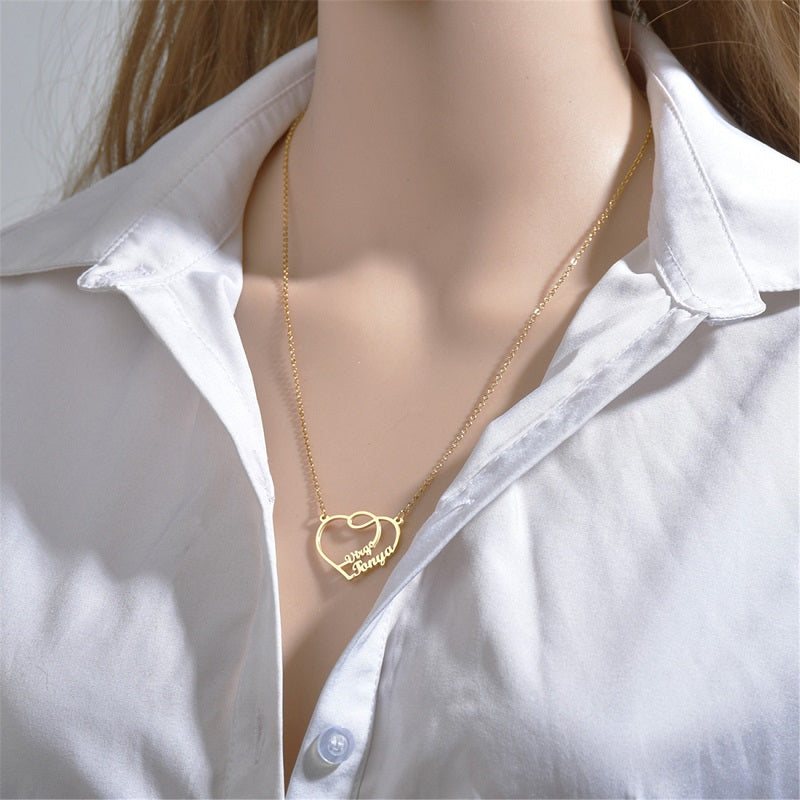 Custom Name Necklace with Heart 18K Gold Plated Customized Name Necklace Personalized Jewelry Gift for Women