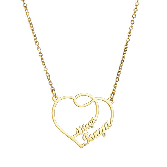 Custom Name Necklace with Heart 18K Gold Plated Customized Name Necklace Personalized Jewelry Gift for Women