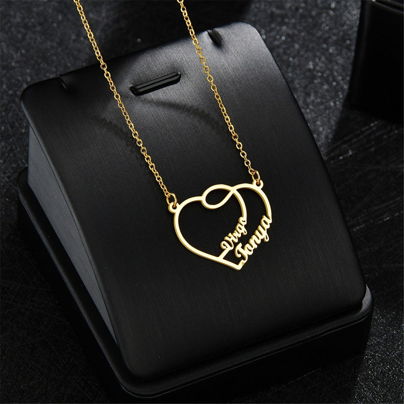 Custom Name Necklace with Heart 18K Gold Plated Customized Name Necklace Personalized Jewelry Gift for Women