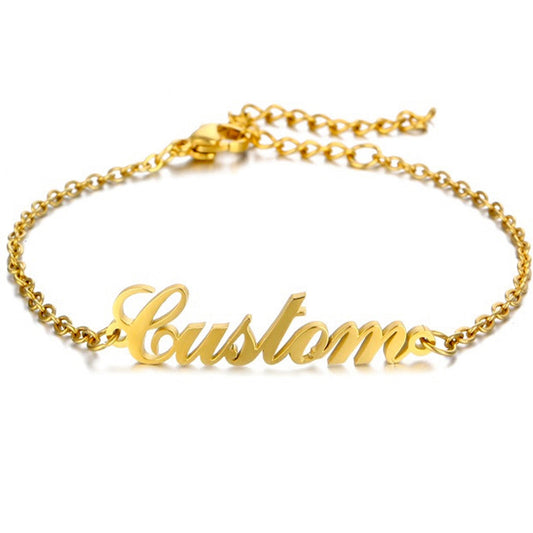 Personalized Ankle Bracelet with Name for Women 18K Real Gold Plated Custom Initial Anklets or Bracelets 6.7-10.7 Inches