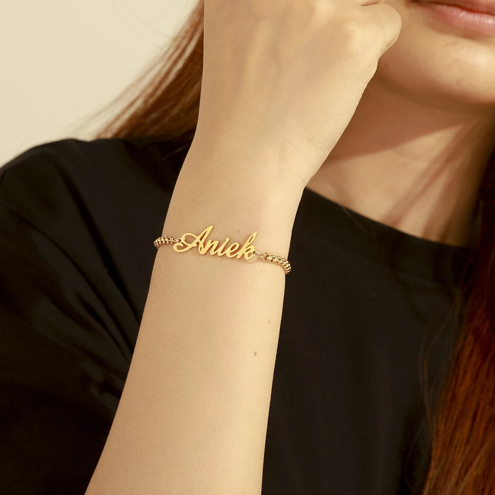 Personalized Name Anklet Made with Any Name 18K Gold Plated Custom Anklet with Birthstone Customized Infinity Anklet Bracelet Gift for Women Girls, Adjustable Name Anklet Bracelet