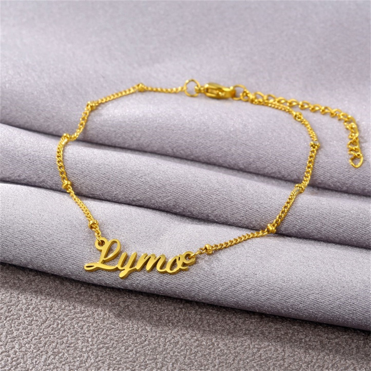 Personalized Name Anklet Made with Any Name 18K Gold Plated Custom Anklet with Birthstone Customized Infinity Anklet Bracelet Gift for Women Girls, Adjustable Name Anklet Bracelet