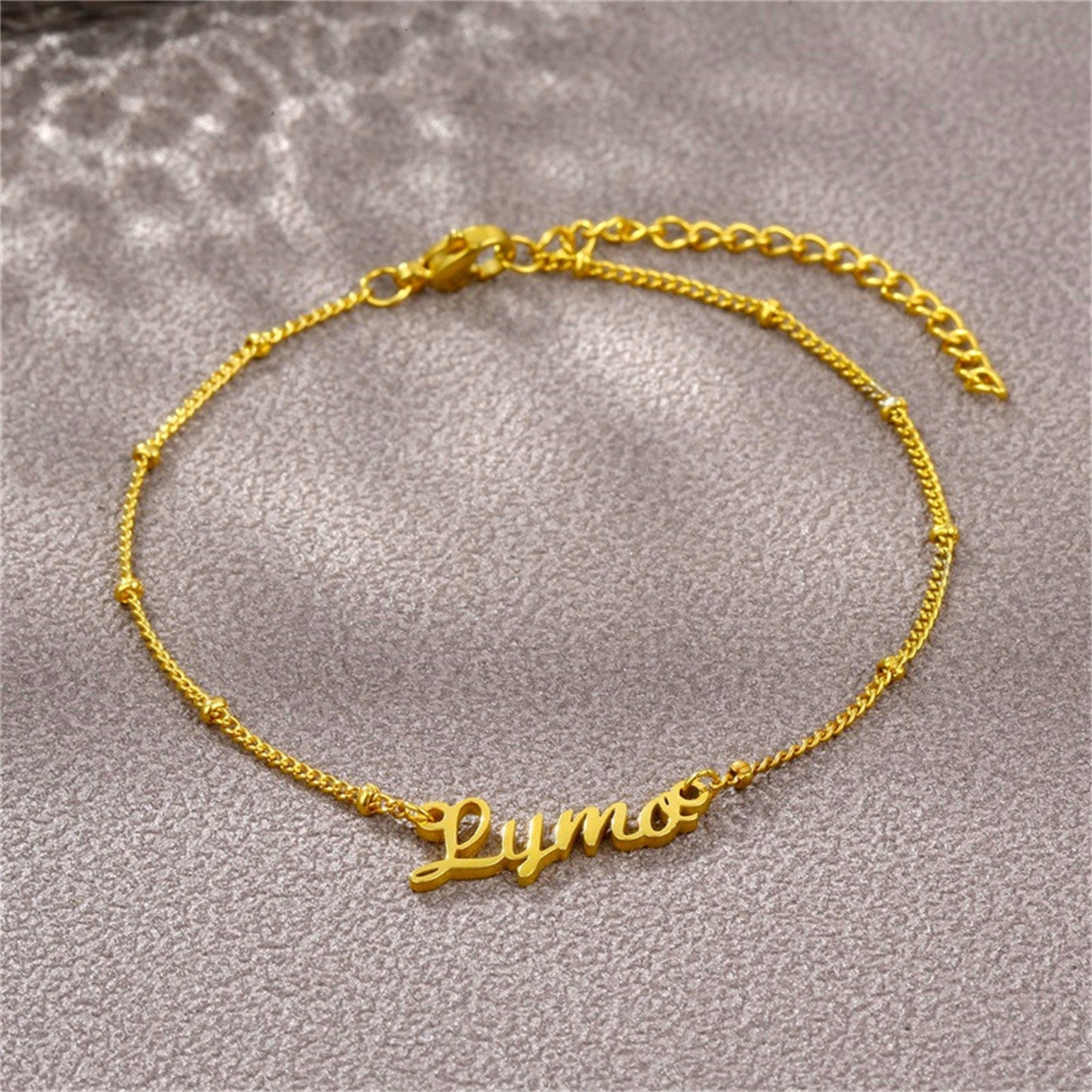 Personalized Name Anklet Made with Any Name 18K Gold Plated Custom Anklet with Birthstone Customized Infinity Anklet Bracelet Gift for Women Girls, Adjustable Name Anklet Bracelet