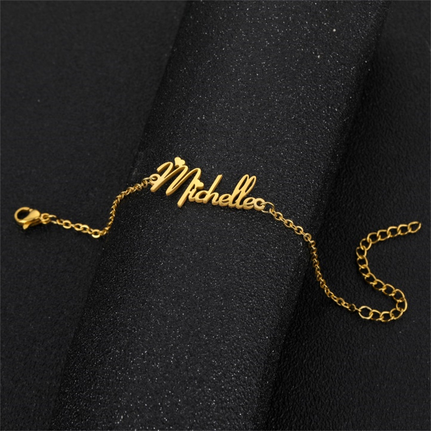 Personalized Name Ankle Bracelet for Women Custom Initial Link Bar Anklet Bracelet with Any Names 18K Gold Plated Customized Name Jewelry for Girls 6.7”-10.7”